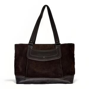 EDDIE BAUER Shoulder Bag Brown Leather & Suede
